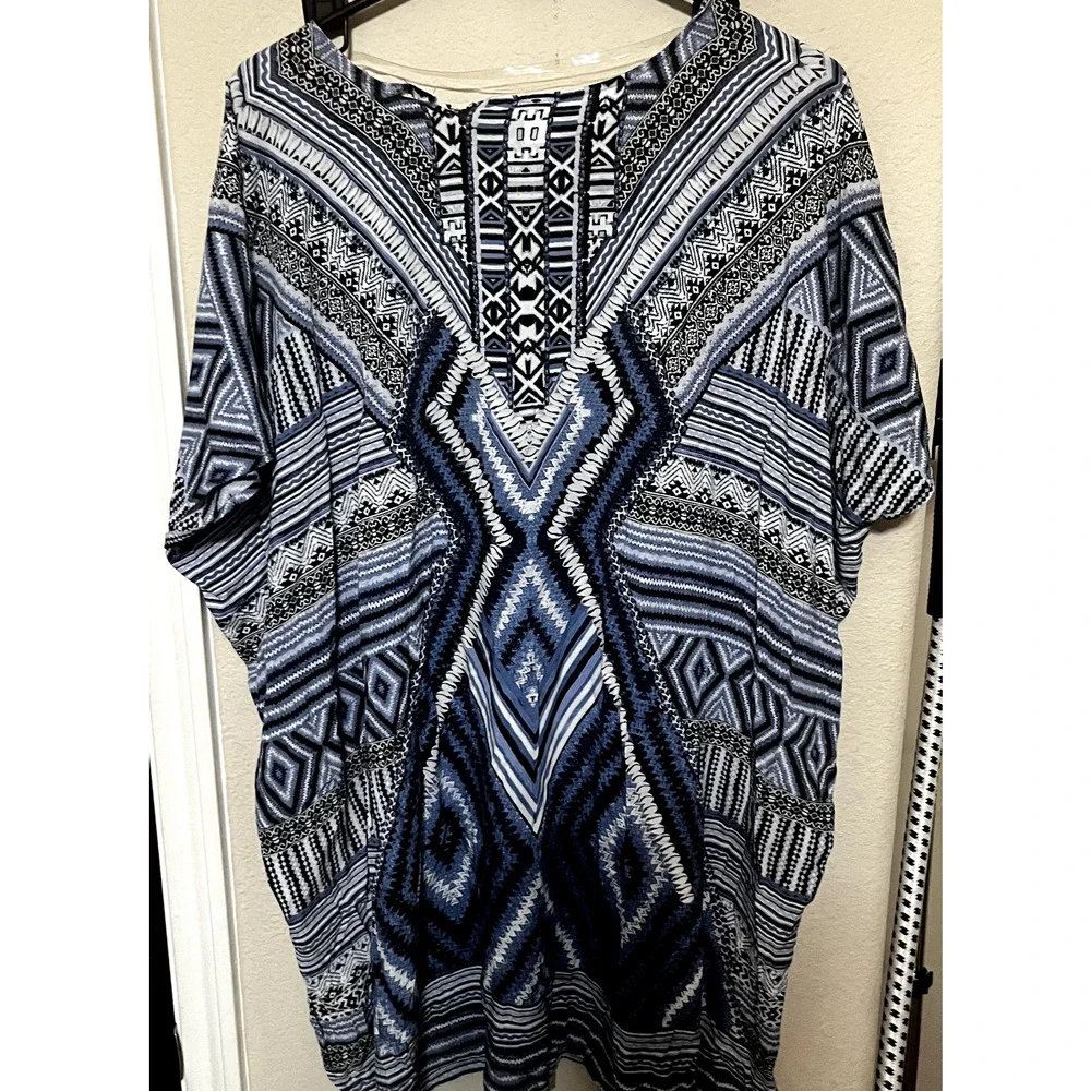 Seafolly Australia Swim Coverup Blue white Beach Boho‎ Womens O/S
